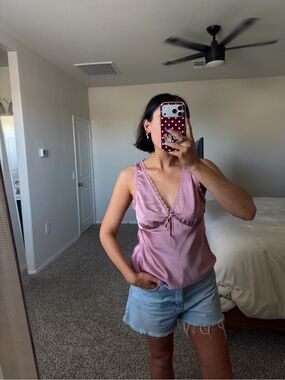 Pink silky top
